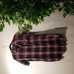 Madewell Small Red and Black Short Sleeve Flannel Dress